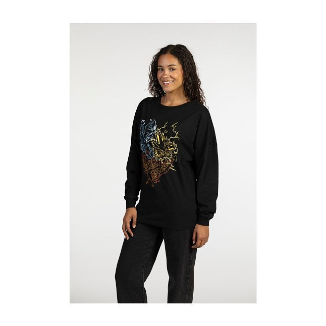 Articuno, Zapdos & Moltres Black Oversize Long-Sleeve T-Shirt - Women
