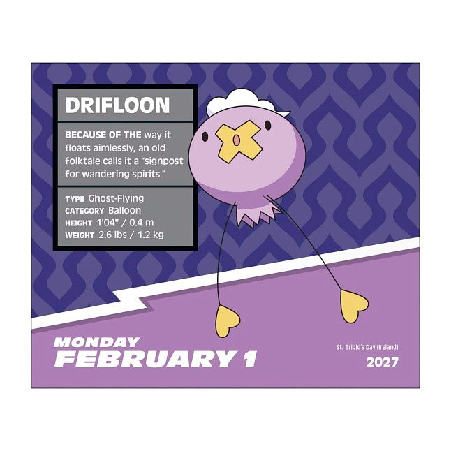 Pokémon 2027 Day-to-Day Calendar