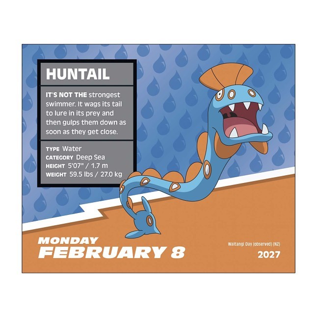 Pokémon 2027 Day-to-Day Calendar
