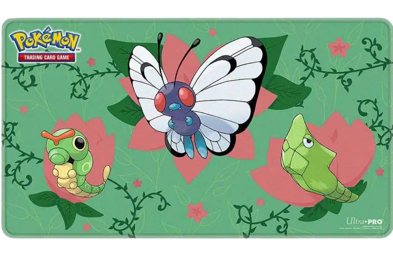 Caterpie Evolutions Stitched Playmat for the Pokemon Trading Card Game