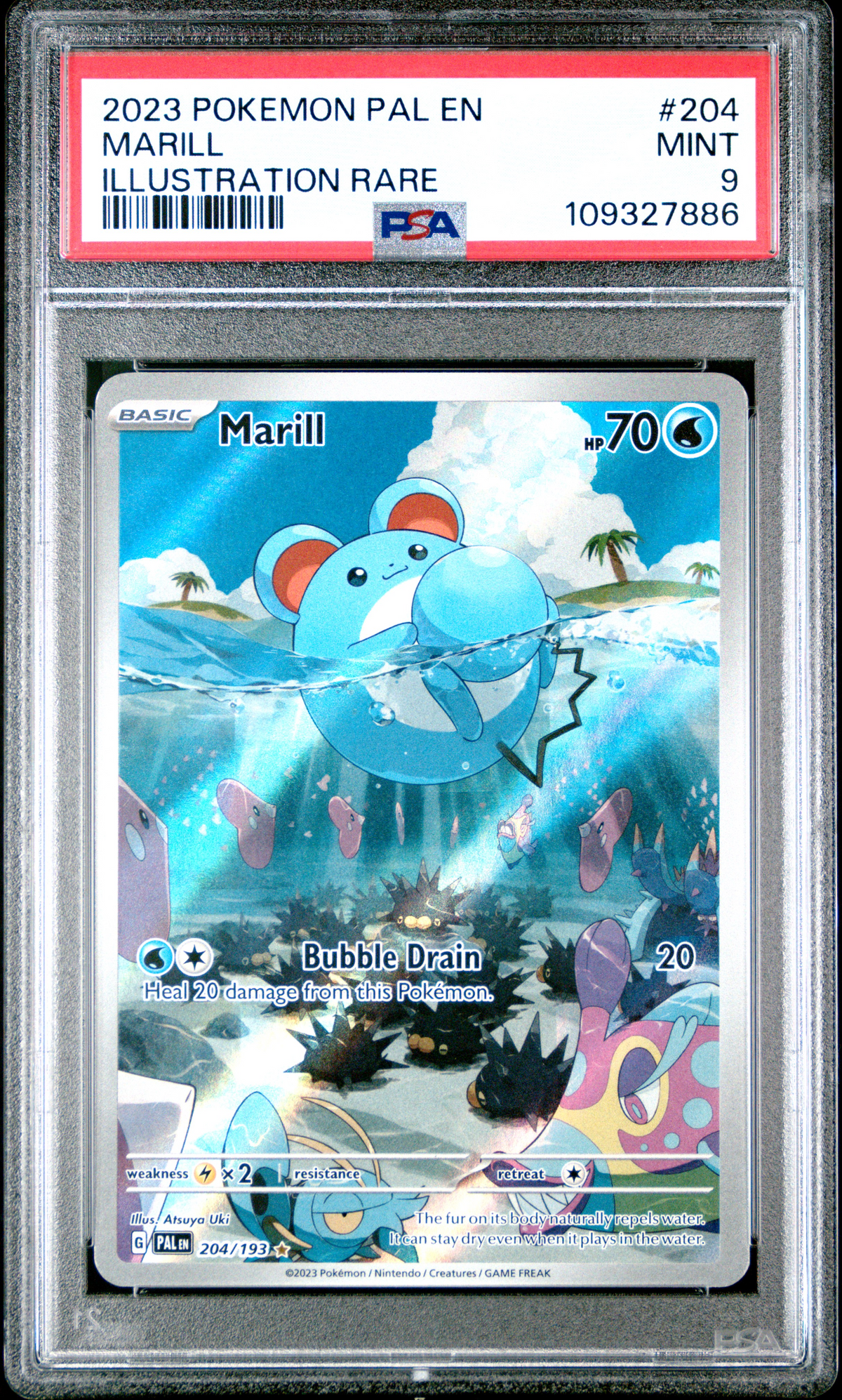 Marill #204 Illustration Rare - Paldea Evolved - 2023 Pokemon - PSA 9